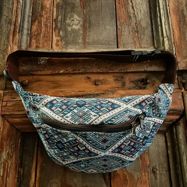 Bum Bag, Fanny Pack, Ethno, Waist Bag,  Belt Bag, Boho Woven Cotton Hipbag - Bauchtasche