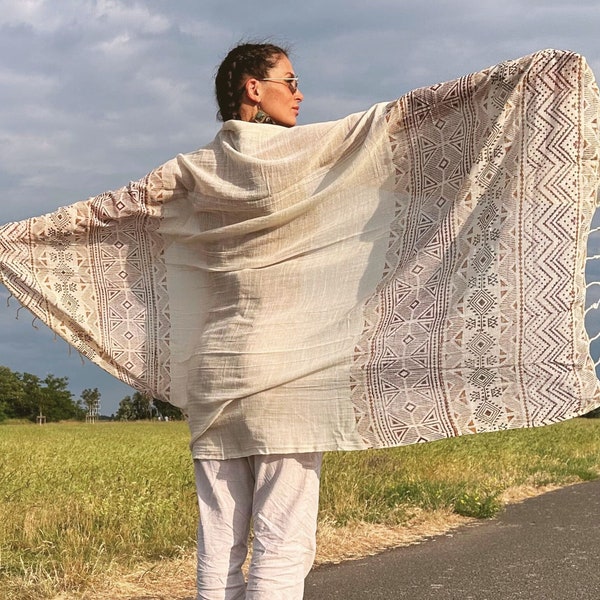 Versatile Prayer Blanket Shawl, Boho Style Eco-Friendly Meditation Sarong, Unique Gift for Mindfull People