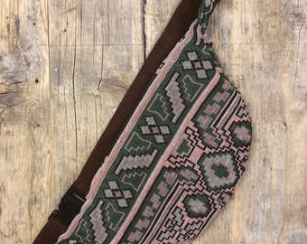 Boho Woven Cotton Bum Bag, Stylish Belt Bag, Perfect for Festivals, Unique Crossbody Bag Gift