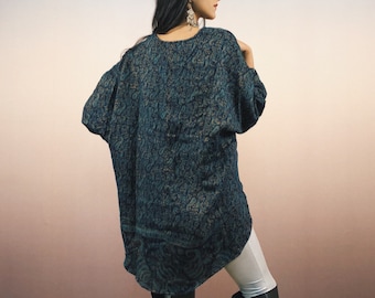 Strickjacke, Kimono, Ethno, Blumen, Bunt, Locker, Weich, Gemütlich