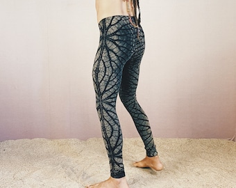 Leggings, unisex, tintura a cravatta, motivo a foglie, Yoga, Goa, Danza estatica, Festival, Boom, Boho, Moda unica, comodo, morbido