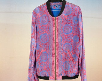 Bomber Jacket, Ethno, Saree Jacket, Multicolored, Glittering, Shiny, Glossy, Size L