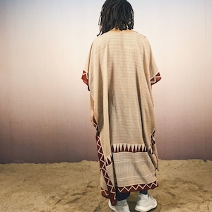 Morgonrock, Kimono, tryckt, unik, naturlig, etno, jordnära, Boho, Burner, ceremoniell, unisex