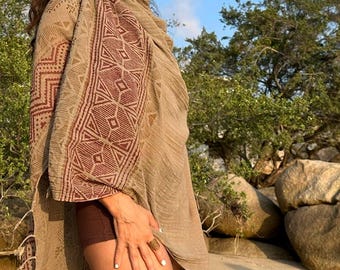 Scarf, blockprint, pareo, stola , sarong, cotton, natural dye, handprinted, natural
