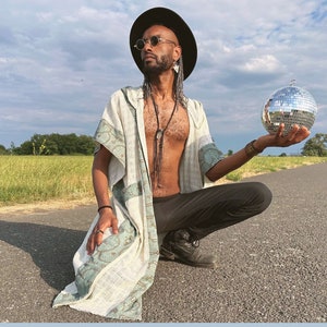 Hooded long kimono robe Shibibo Ceremonial burning man hippie boho unisex magician assassin