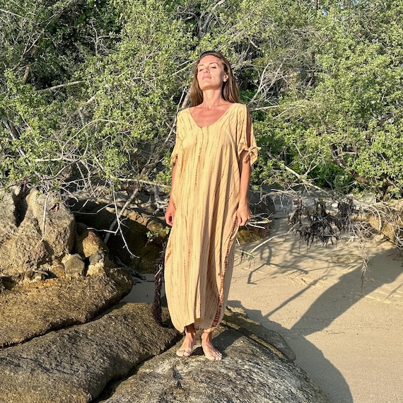 festival kaftan dress Handmade Athena Goddess Kaftan Dress in Teal – Tie Dye Maxi Dress with  Pockets, Resort Wear, Festival Look main image 0