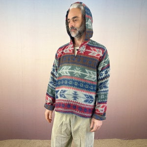 Soft Fleece Hoodie with Pockets - Aztec Print Loose-Fit, Soft and Cozy - Unisex Boho Chic Festival Piece
