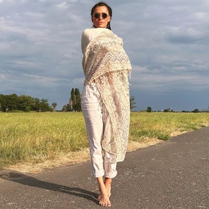 Versatile Prayer Blanket Shawl, Boho Style Eco-Friendly Meditation Sarong, Unique Gift for Mindfull People image 8