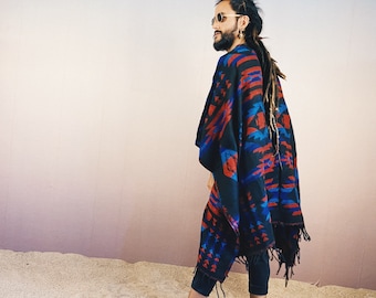 Poncho, Kimono, bunt, lang, Unisex, Playa, Festival, Freigeist, Nomade, Burner, Aztec