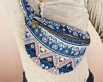 Bum Bag, Fanny Pack, Party, Ethno, Waist Bag,  Belt Bag, Boho Woven Cotton Hipbag - Bauchtasche