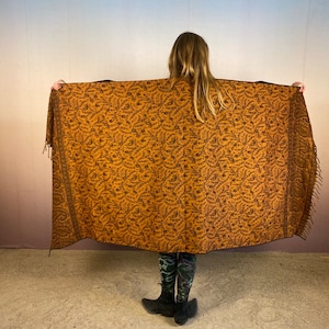 woolen shawl, blanket, stola, meditation, ceremony, cuddly,paisley, soft, ethno, boho, poncho, urban nomad, surfer Brown