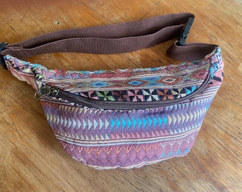 Woven Cotton Hip Bag, Boho Festival Waistpack, Ethno Belt Pack