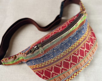 Bum Bag, Fanny Pack, Ethno, Waist Bag,  Belt Bag, Boho Woven Cotton Hipbag - Bauchtasche
