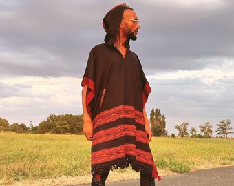 Poncho Woolen Hooded - A Must-Have Unisex Cape for Chilly Days and Festival Nights.