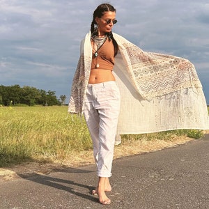 Versatile Prayer Blanket Shawl, Boho Style Eco-Friendly Meditation Sarong, Unique Gift for Mindfull People image 6