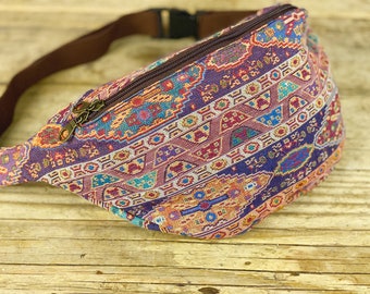 Pochete de algodão trançado: Bolsa de cintura para festivais étnicos