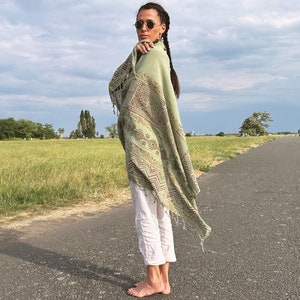 Versatile Prayer Blanket Shawl, Boho Style Eco-Friendly Meditation Sarong, Unique Gift for Mindfull People image 10