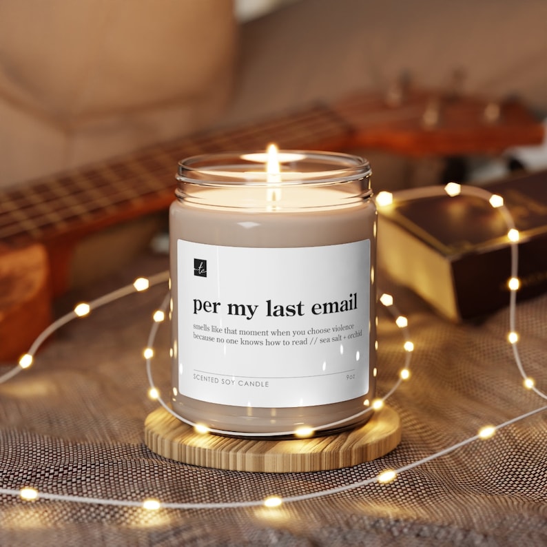 Per My Last Email // Sea Salt Orchid Scented Soy Candle, 9oz image 4