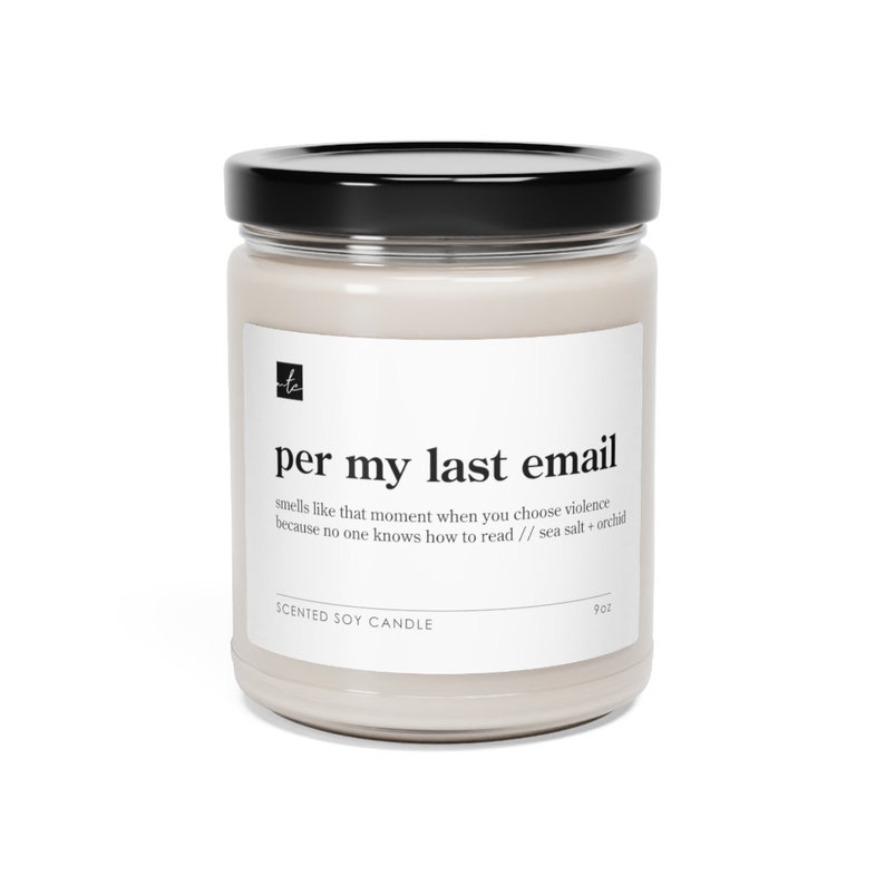 Per My Last Email // Sea Salt Orchid Scented Soy Candle, 9oz image 2