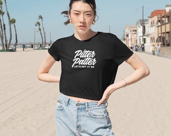 Pitter Patter Let's Get At 'Er Women's Flowy Cropped Tee