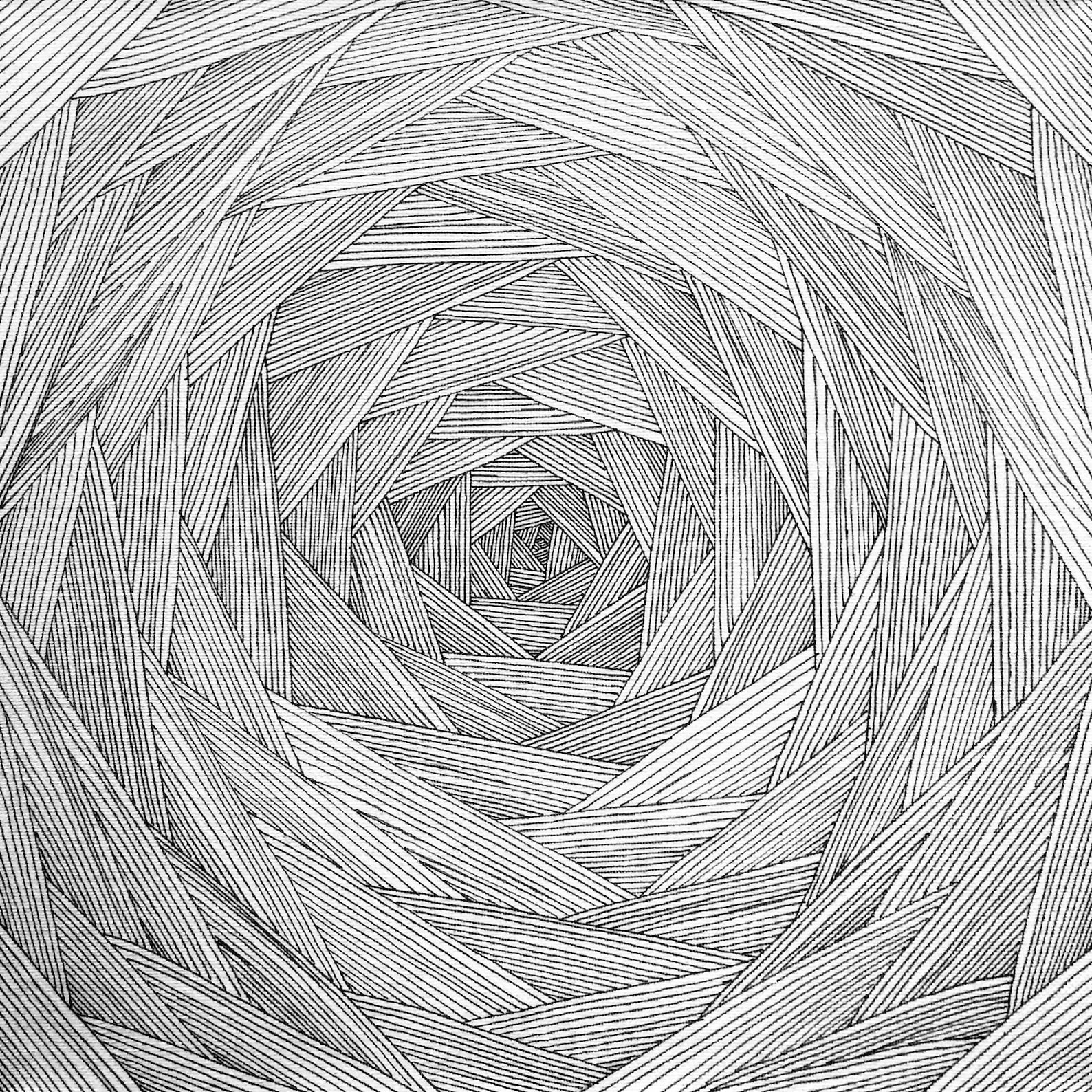 Hand Drawn Linear Spiral Abstract Art Etsy