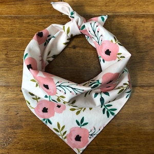 Pink floral girl tie on dog bandana
