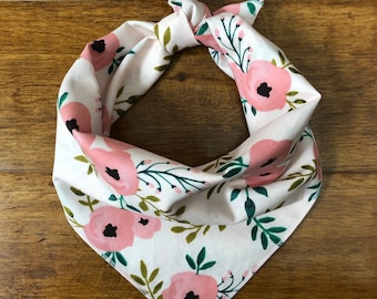 Pink floral girl tie on dog bandana