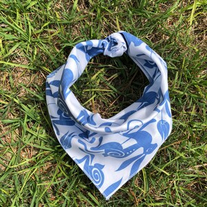 Blue Rabbits on White Tie on Dog Bandana