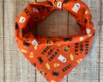 Tie on dog bandana trick or treat halloween