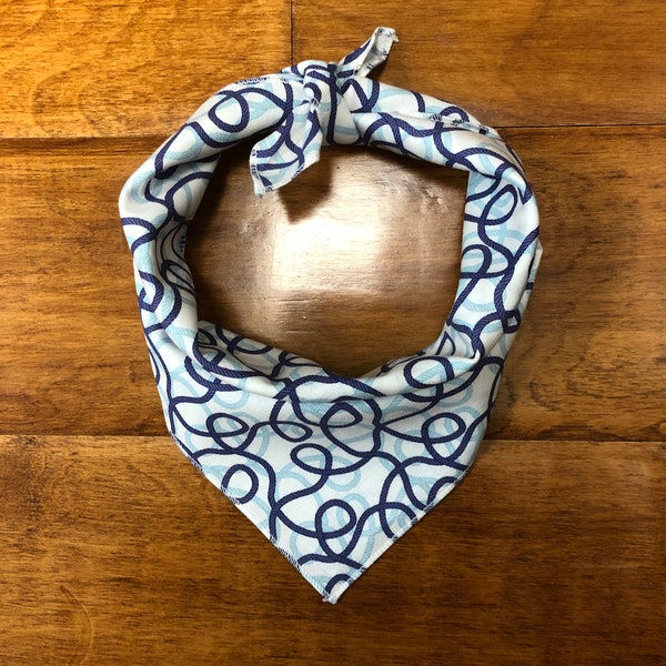 Blue rope boy tie on dog bandana