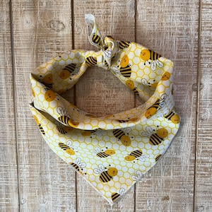 Bumble bee tie on dog bandana yellow