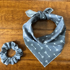 Grey and white arrows tie on dog bandana