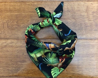 T-Rex dinosaur tie on dog bandana