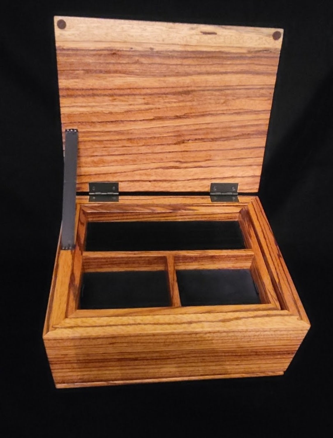 Custom Hand Made Live Edge Zebra Wood Jewelry Box Etsy