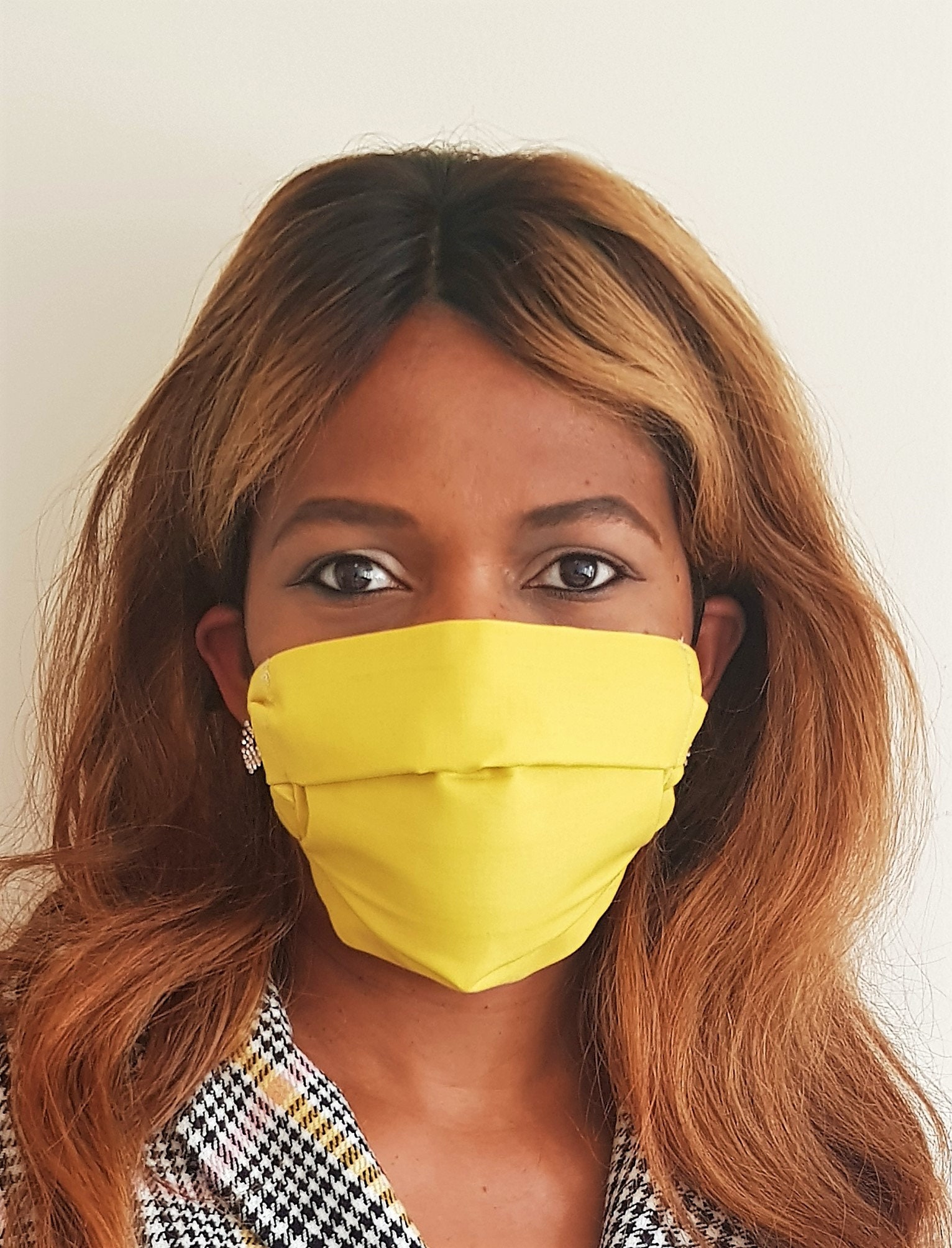 3 Layer Mustard Yellow Face Mask reuse washable Cotton Face Etsy