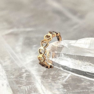 16G Gold Tiny Hearts Hoop Cartilage Earrings, Surgical Steel Helix Hoop Earring, Cute Minimalist Hinged Nose Hoop Ring