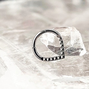 Titanium 'V' Pyramids Ring Hoop Cartilage, 16G Implant Grade Titanium Helix Earrings, Edgy Cool Segment Nose Hoop Ring