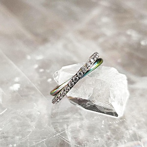 16G Rainbow Criss Cross CZ Hoop Cartilage Earrings, Surgical Steel Helix Hoop Earring, Crystals Hinged Conch Ring Hoop Cartilage