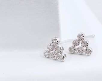 Tiny Triangle Crystal Silver Earring Studs, Geometric CZ 925 Sterling Silver Earrings, Cubic Zirconia Silver Post Stud Earrings Gift