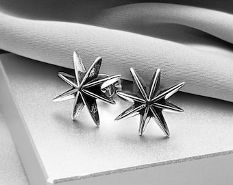 Star Stud Earrings Men Surgical Steel Statement Celestial Cosmic Jewelry Punk Rock Biker Tattoo Style Unique Gift for Him