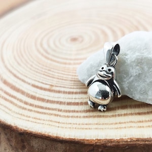 Tiny Penguin Silver Pendant Necklace, North Pole Penguin 925 Sterling Silver Pendant, Funny Penguin Bird Silver Jewelry Gift