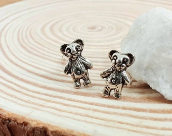 Teddy Bear Silver Earrings Stud, 925 Sterling Silver Earrings, Silver Post Stud Earrings, Dainty Girl Silver Stud Earrings, Funny Earrings