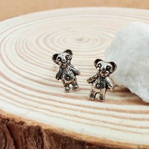 Teddy Bear Silver Earrings Stud, 925 Sterling Silver Earrings, Silver Post Stud Earrings, Dainty Girl Silver Stud Earrings, Funny Earrings