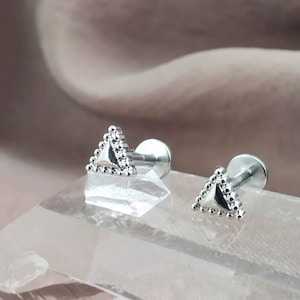 16G CZ PAIR Tiny Pyramid Cartilage Earrings, Triangle Helix Earrings, Conch Studs, Labret Stud, Tragus Earring