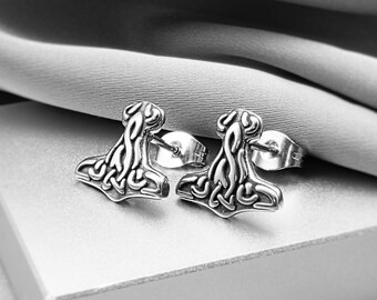 Viking Double Axe Stud Earrings Surgical Steel Norse Celtic Knot Warrior Nordic Irish Edgy Cool Antique Vintage Jewelry Gift for Men
