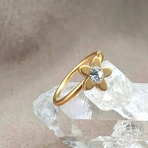 20G Gold CZ Daisy Bendable Hoop Cartilage, Helix Hoop Earrings, Hoop Segment Ring, Septum Ring, Nose Hoop Ring