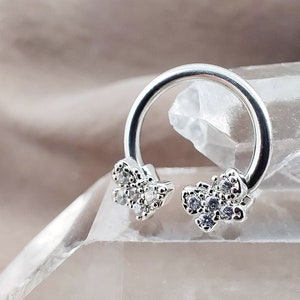 16G Cute CZ Butterfly Horseshoe Cartilage Earrings, Daith Earring, Nose Septum Ring, Helix Hoop Ring, Rook Earring
