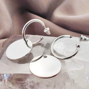 Convertible 2 in 1 Large Disk Hoop Earrings, Surgical Steel Hoop, Contemporary Dangle Unique Earrings