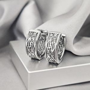 6MM Vintage Celtic Thick Hoop Earrings for Men Surgical Steel Waves Pattern Men's Jewelry Gift Edgy Cool Filigree Antique Earrings for Him