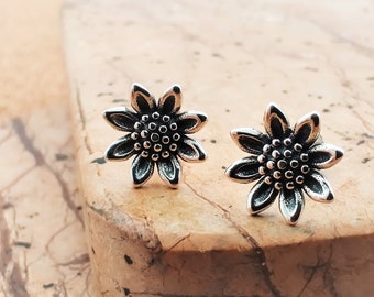 Sonnenschein Sonnenblume Silber Ohrstecker, Blume 925 Sterling Silber Ohrringe, Floral Silber Post Ohrstecker Schmuck Geschenk